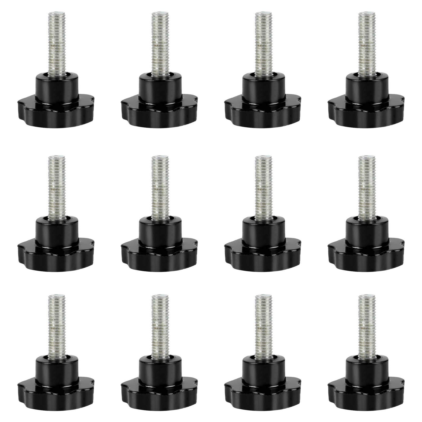 M6 x 40 mm 12 Piece Clamping Knob Star Shaped Plastic Head Thumb Screw Adjustment for Machine, Industry, Equipment, Black