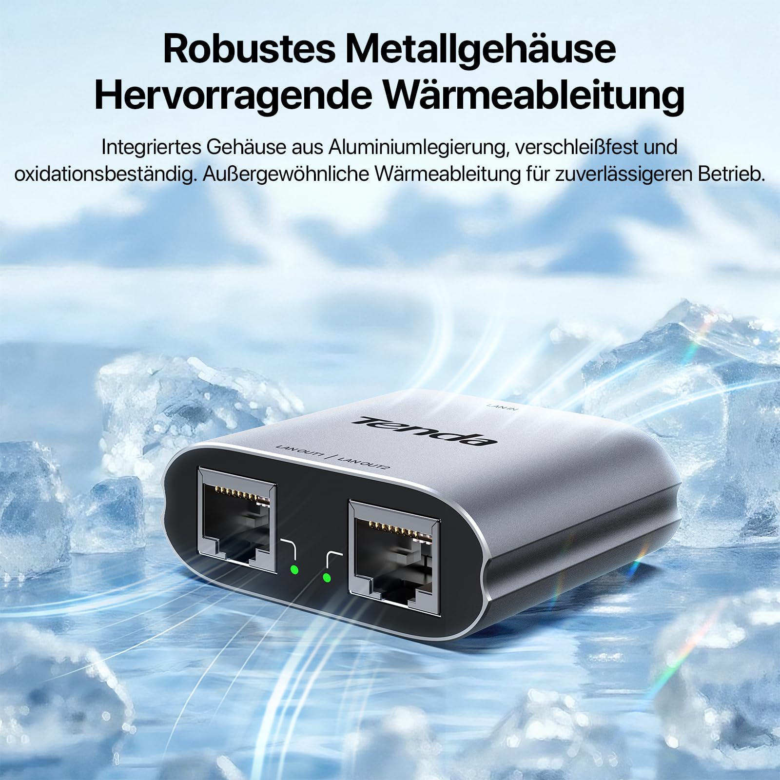 Tenda LAN Splitter 1 auf 2, Gigabit LAN Switch 2 Port Ethernet Splitter LAN Verteiler mit USB-Stromkabel (IGMP-Snooping, QoS, Aluminiumgehäuse, LAN Hub für Router, Computer, Drucker, TV)(SG103M) 5