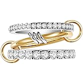 Verfimaci 18K White Gold Plated Stackable Rings for Women,Dainty Stackable Cubic Zirconia Rings Set,Multi-Link Women's Stacking Rings