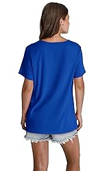 Womens Tops Summer Short Sleeve Loose Fit Blouses