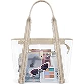 Missnine Clear Bag for Stadium Events Thick PVC Clear Tote Bag for Women with Guitar Strap for Sports Concert Beach