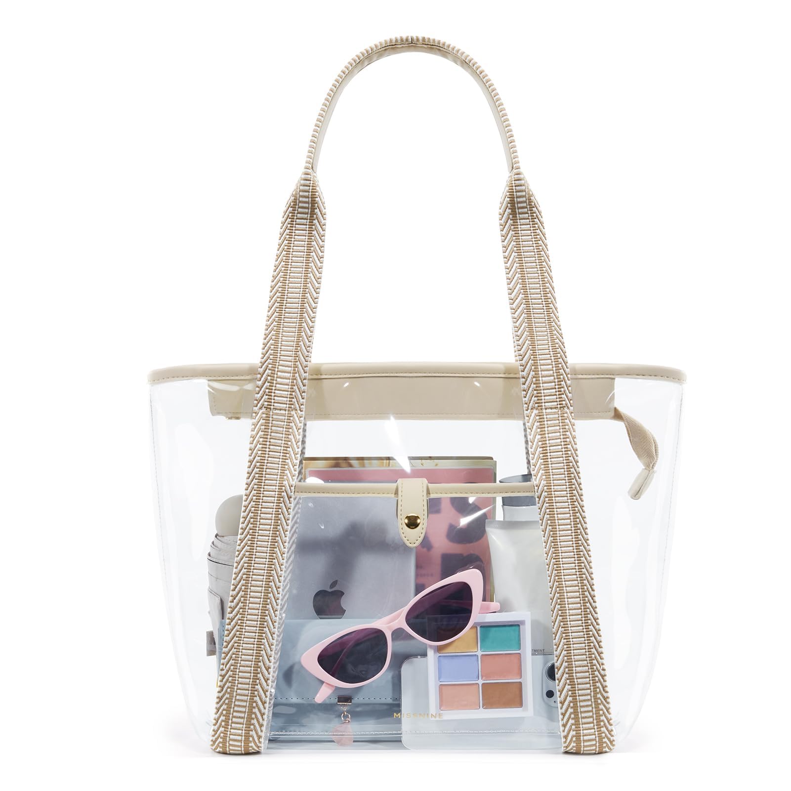 Photo 1 of Missnine Clear Tote Bag for Women Clear Bag for Stadium Events with Zipper for Sports Events, Concerts, Work, Beach