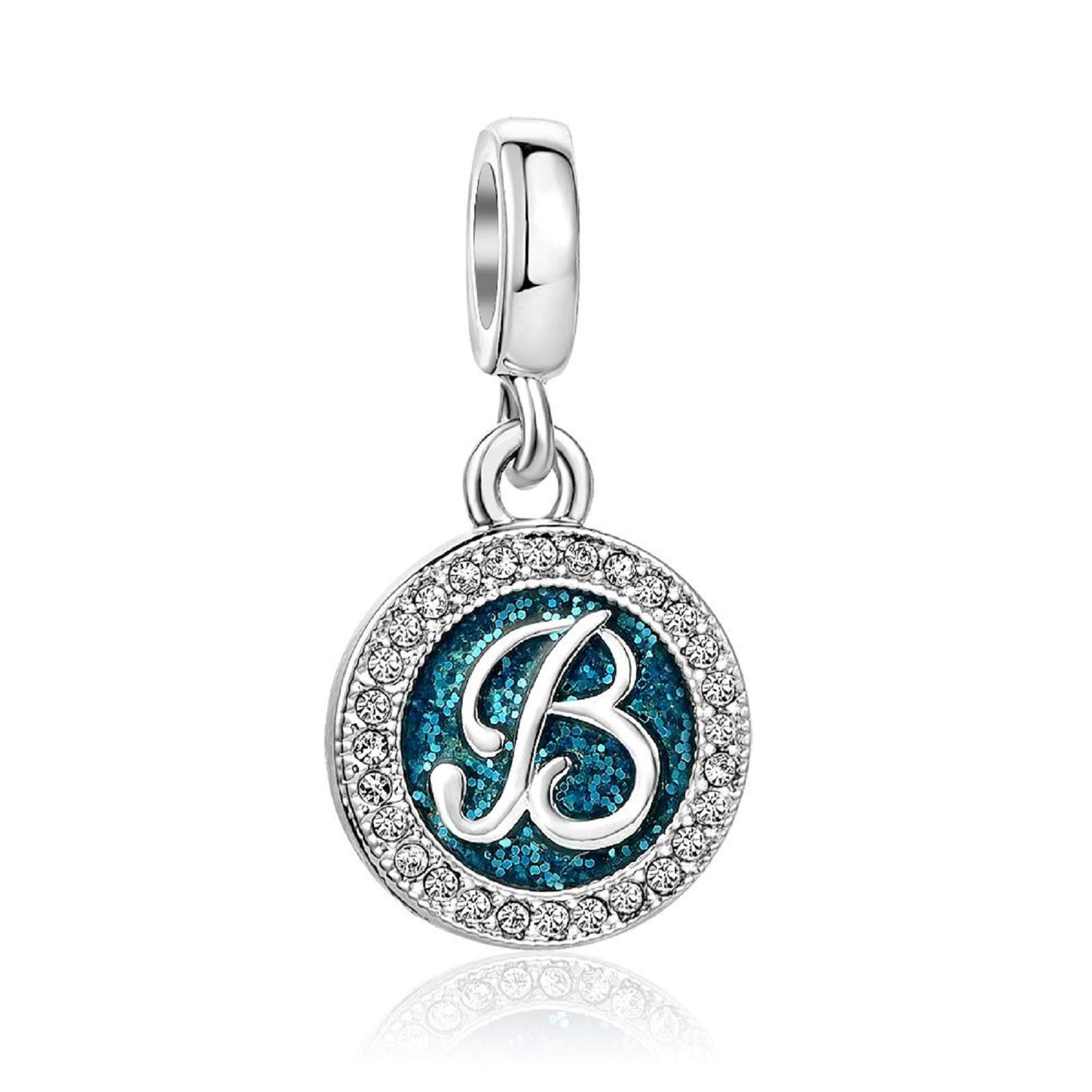 KunBead Jewelry Letter B Initial Charms Love Mum Daughter Birthstone Dangle Charms for Bracelet Necklace