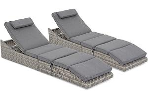 Soleil Jardin Folding Pool Lounge Chair Set of 2 Outdoor Adjustable Chaise Lounge Chair, Fully Assembled, Patio Reclining Sun Lounger, Dark Gray