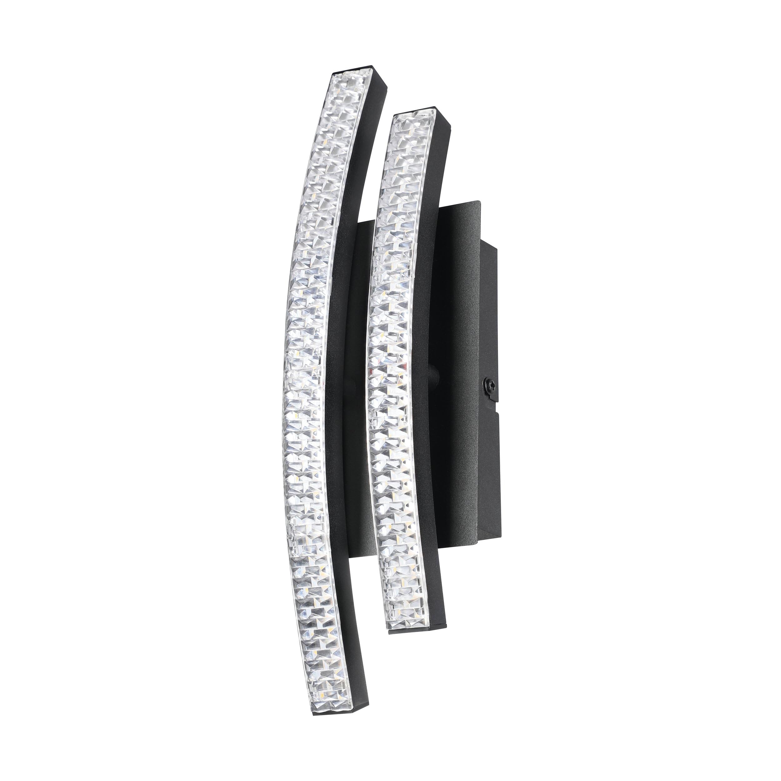 Eglo LED Indoor wall lamp Lejias, Elegant wall Light Made of Black Metal and Transparent Plastic Crystal, Warm White Living Room and Hallway Lighting
