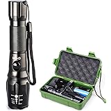 CVLIFE 800 Lumens CREE XM-L T6 LED Adjustable Focus Rechargeable Flashlight Lamp Torch Light 5 Modes with 18650 Battery & Chargers