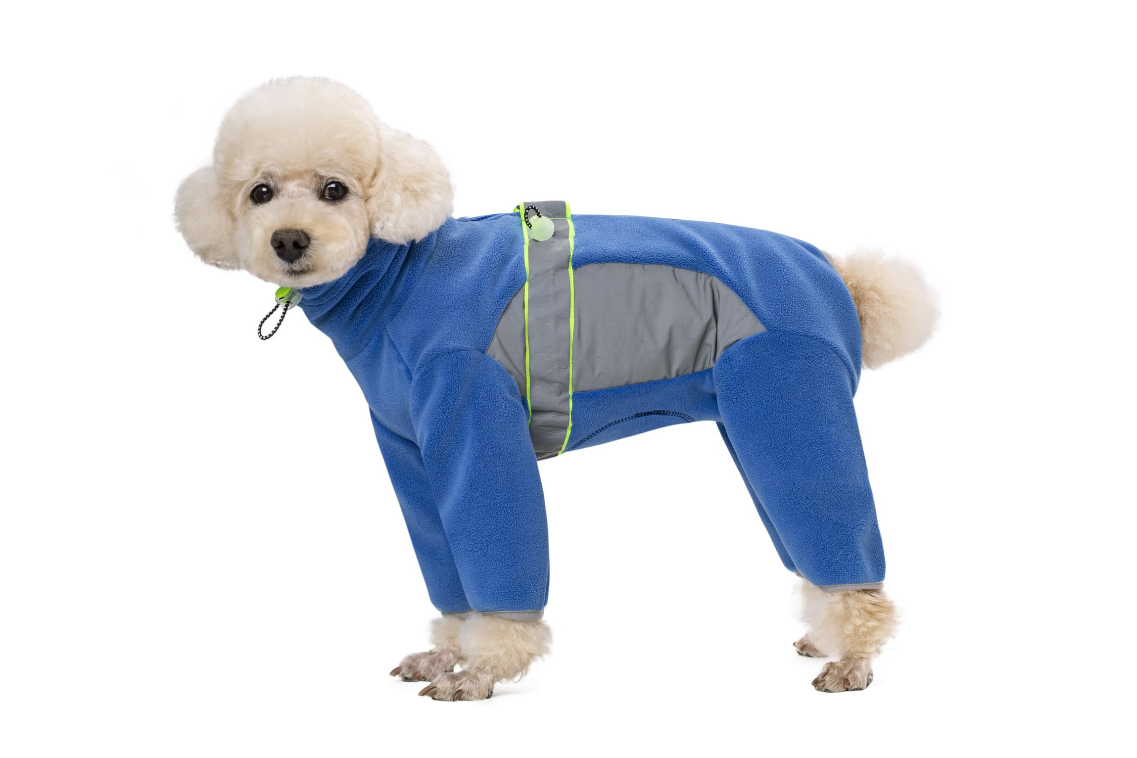 Dog Fleece Winter Warm Clothes,Waist Adjustable Puppy Onesie with D-Ring and Reflective Strips,Cold Weather Pet Long-Sleeved Coats Recover Suit For Small Medium Dogs_XL(Blue)