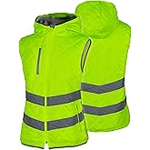 QELIN Hi Vis Safety Vest for Women ANSI Class 2 Fleece Zip-Up High Visibility Winter Vest with Pockets