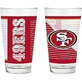 Rico Industries NFL Football Main 16 oz Pint Glasses with Digitally Printed Logo, Practical Set of 2 Classic Drinking Glasses, Dishwasher Safe | NFL Football, Main, Practical Set of 2, Dishwasher Safe