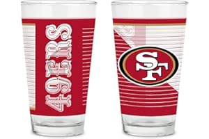 Rico Industries NFL Football Main 16 oz Pint Glasses with Digitally Printed Logo, Practical Set of 2 Classic Drinking Glasses, Dishwasher Safe