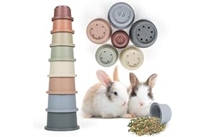 Stacking Cups for Rabbits, 8PCS Stackable Bunny Toys, Plastic Pet Nesting Snack Playset, Chinchilla, Guinea Pig and Parrot En