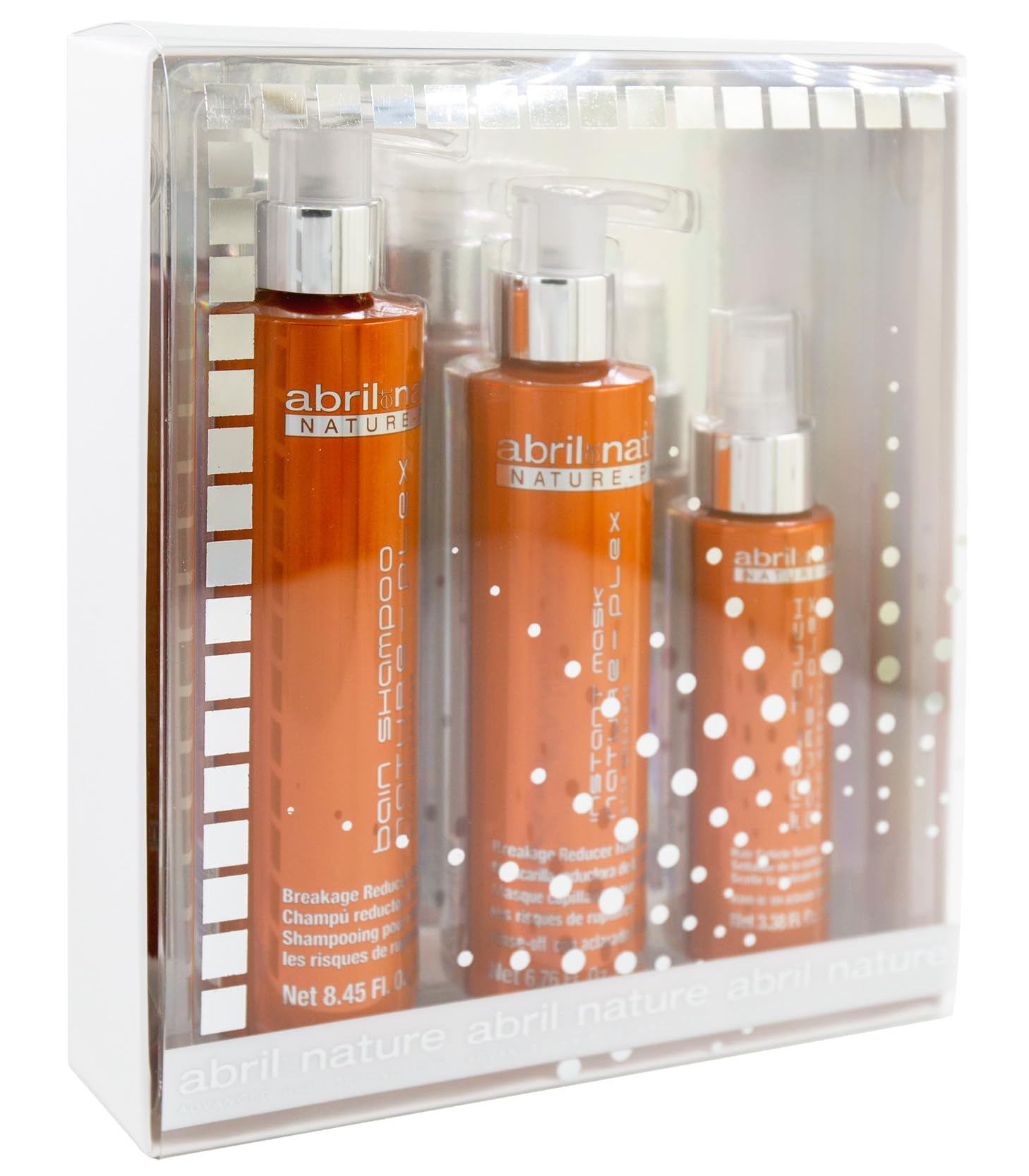 abril et nature - Professional Repair Hair Care Set - Nature Plex, STOP Breakage - Shampoo, Mask, and Serum Pack for Very Treated or Damaged Hair - Prevents, Protects, and Repairs - 550 ml