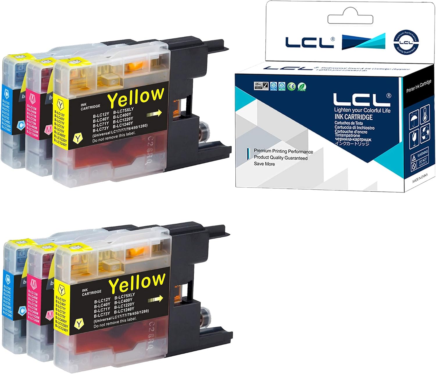 LCL LC1240XL Ink Cartridge Replacement for Brother LC1220 LC1240 LC1240C LC1240M LC1240Y for MFC-J6910CDW J6710CDW J5910CDW J825N J955DN J955DWN J705D J705DW J710D J710DW J810DN (2C2M2Y)