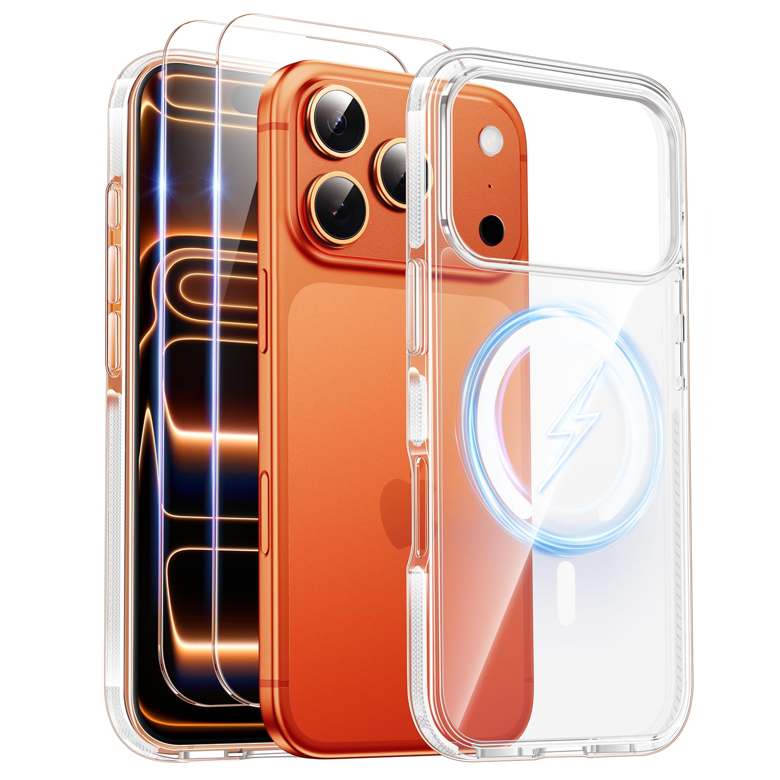 SMARTDEVIL for iPhone 17 Pro Max Case with 2 Screen Protectors, [Compatible with Magsafe][Anti-Yellowing][Military-Grade Protection] Shockproof Slim Magnetic Phone Case with White Border Design