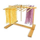 Mozphae Bamboo-Pasta-Drying-Rack with Transfer Wand