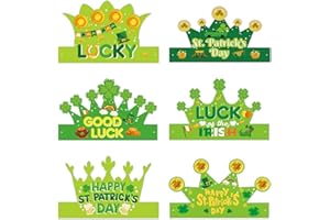 HABDJILTY 24 Pcs St. Patrick's Day Crown Crafts Kit,St. Patrick’s Day DIY Irish Party Shamrock Paper Hat for St. Patrick's Day Favors Supplies Decoration.