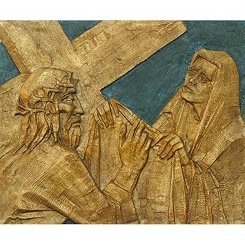 Pitaara Box 6th Station Of Cross Veronica Wipes Face Of Jesus D1 Canvas Painting Mdf Frame 16 7 X 14inch Amazon In Home Kitchen