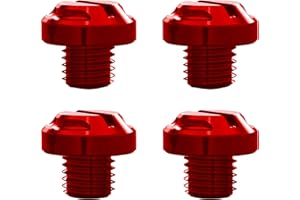 AVERZELLA 4pcs Motorcycle Red Mirror Hole Plugs 2 Regular+2 Reverse M10x1.25 (Red, M10>2 regular + 2 reverse)