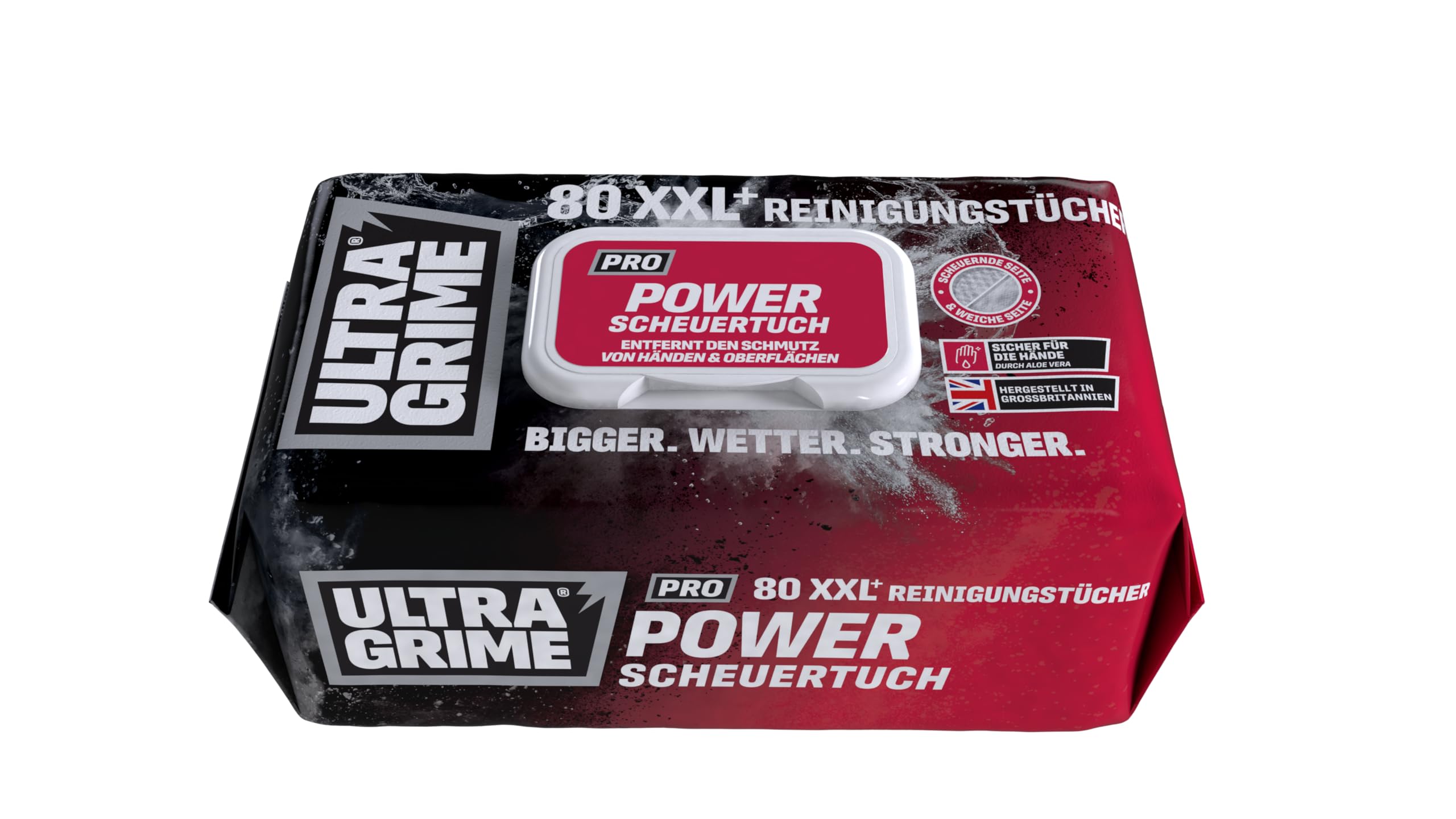 UltraGrime Pro Power Scrub Cleaning Wipes | Leistungsstarke industrielle Wischtücher (Reinigungstücher) zur SCHMUTZ-Entfernung VON sämtlichen Oberflächen | 80 extragroße FEUCHTE Tücher, 38 cm x 25 cm