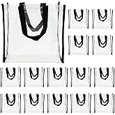 HEIHAK 15 Pack 12 x 12 x 6 Inch Clear Tote Bags, Transparent PVC Stadium Approved Gift Bags with Handles for Shopping, Work, Sports Games, School, Concert