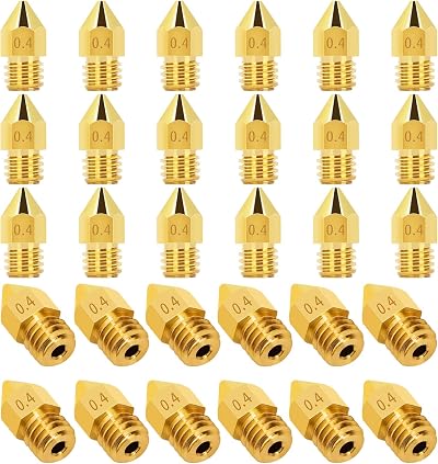 LUTER 30PCS 0.4mm 3D Printer Nozzles MK8 Extruder Brass for Creality Ender CR-10