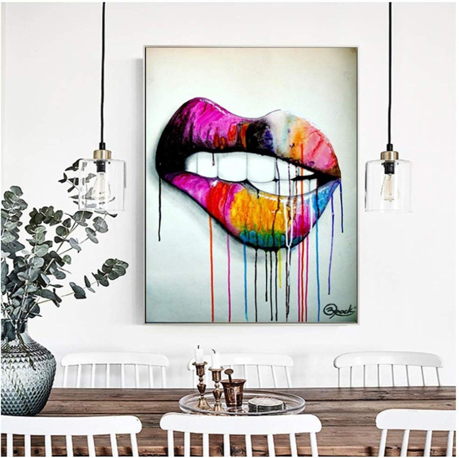 Drucke auf Leinwand Pop Gemälde Aquarell Mund dekorative Gemälde für