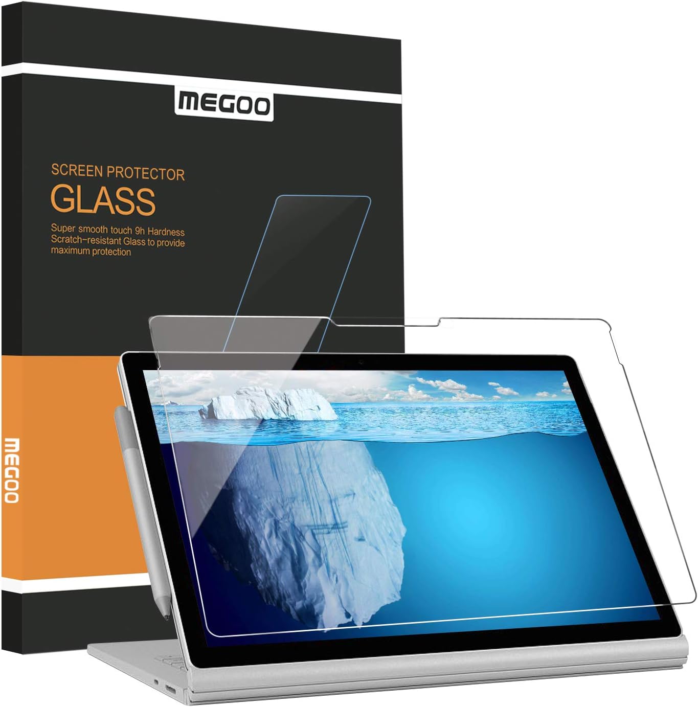 MEGOO Screen Protector for Surface Book 2/3 15 Inch, Tempered Glass/Easy Installation/Anti-Scratch