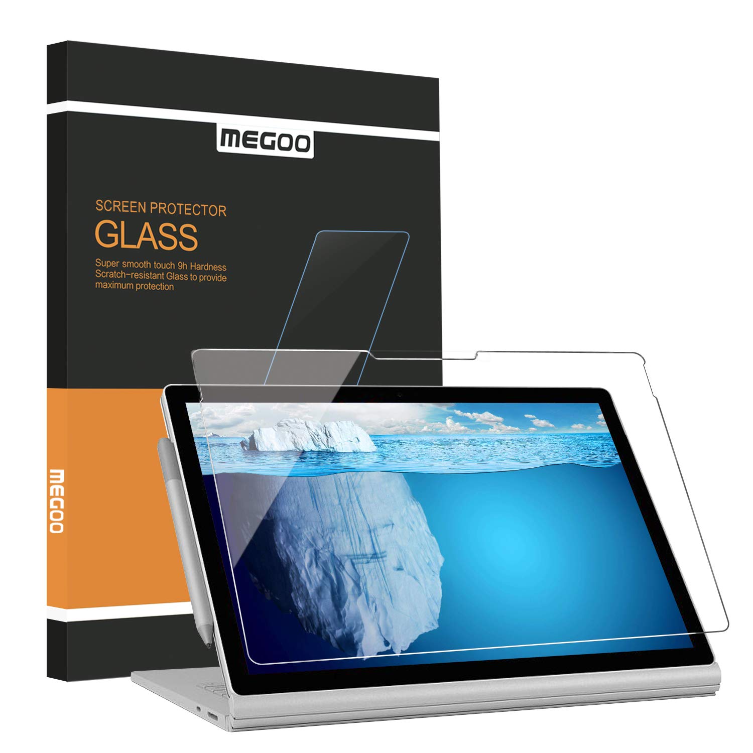 MEGOO Screen Protector for Surface Book 2/3 15 Inch, Tempered Glass/Easy Installation/Anti-Scratch, Compatible with Microsoft Surface Pen