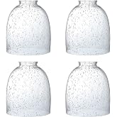 4 Pack Clear Seeded Glass Replacement Shades Covers for Ceiling Fan Light Fixtures Pendant Lighting Chandelier Vanity Light Kitchen Island Light, 2-1/8" Fitter, 5.47" High, 4.76" Diameter