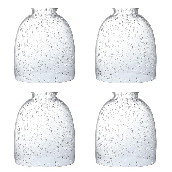 4 PACK CLEAR SEEDED GLASS REPLACEMENT SHADES COVERS...