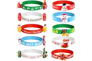 Morcheiong 20 Pieces Merry Christmas Rubber Bracelets Silicone Wristbands for Holiday Party Goodies Bags Stuffers Filler Favo