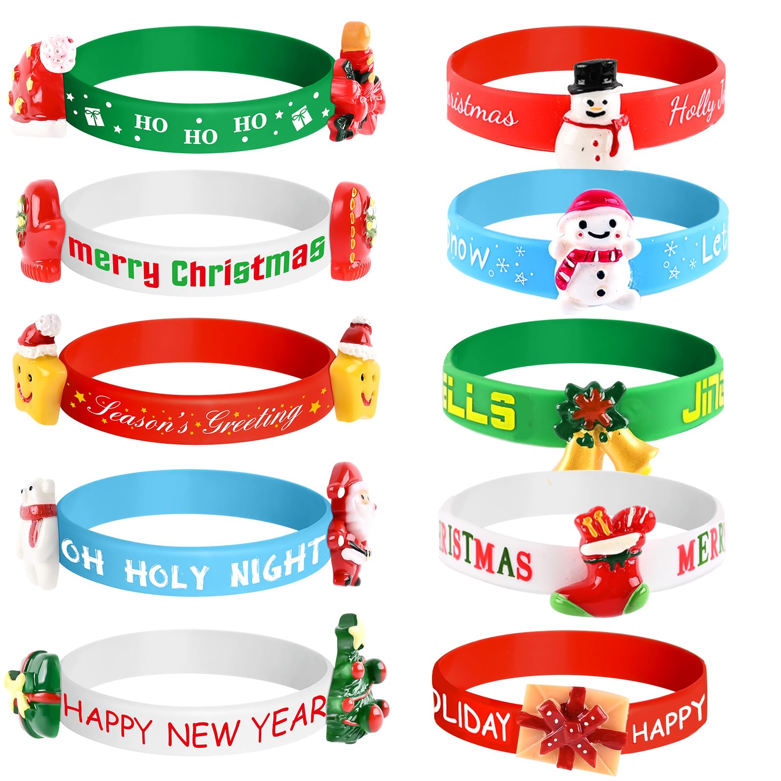 Morcheiong 20 Pieces Merry Christmas Rubber Bracelets Silicone Wristbands for Holiday Party Goodies Bags Stuffers Filler Favors Classroom Prizes School Class Exchange Supplies
