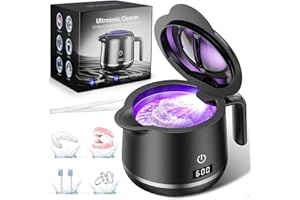 GYNHD Dental Ultrasonic Retainer Cleaner Machine: Dental Cleaning Pod for Denture/Mouth Guard/Aligner/Night Guard/Braces/Toothbrush Heads/Jewelry - 45kHz Retainer Cleaner with Digital Timer & 200ML