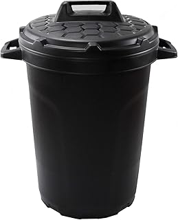 Universal Allzwecktonne Mülltonne Tonne Universaltonne Universaleimer schwarz mit Deckel Plastiktonne Regenfass Wassertonne Regenauffangbehälter 90 Liter Fassungsvermögen