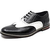 Men's Two Tone Spectator Wingtip Perforated Lace Up Oxford Dress Shoes ALEX-08