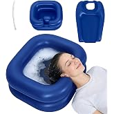 BIBIHAHA 2-in-1 Inflatable Shampoo Basin with Bib &amp; Drain Hose | Portable Hair Washing Station for Bedridden,Inflatable Sink for Locs Detox Deep Blow Up Shampoo Bo