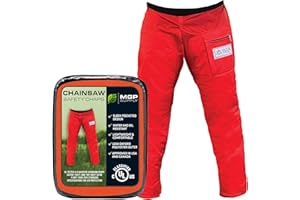 MGP Supply Chainsaw Safety Chaps- Heavy Duty Chainsaw Chaps for Men and Women | Orange Apron Style Safety Pants | Adjustable Waist | Water/Oil Resistant