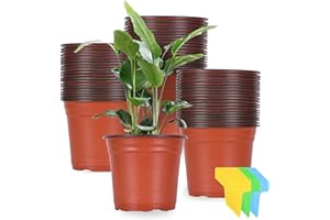 Kleeblatt 100 Pcs Nursery Pots 6 Inch, Plastic Planter Nursery Pots with 30 Pcs Plant Labels, Seedling Pots and Seedling Flower Plant Container