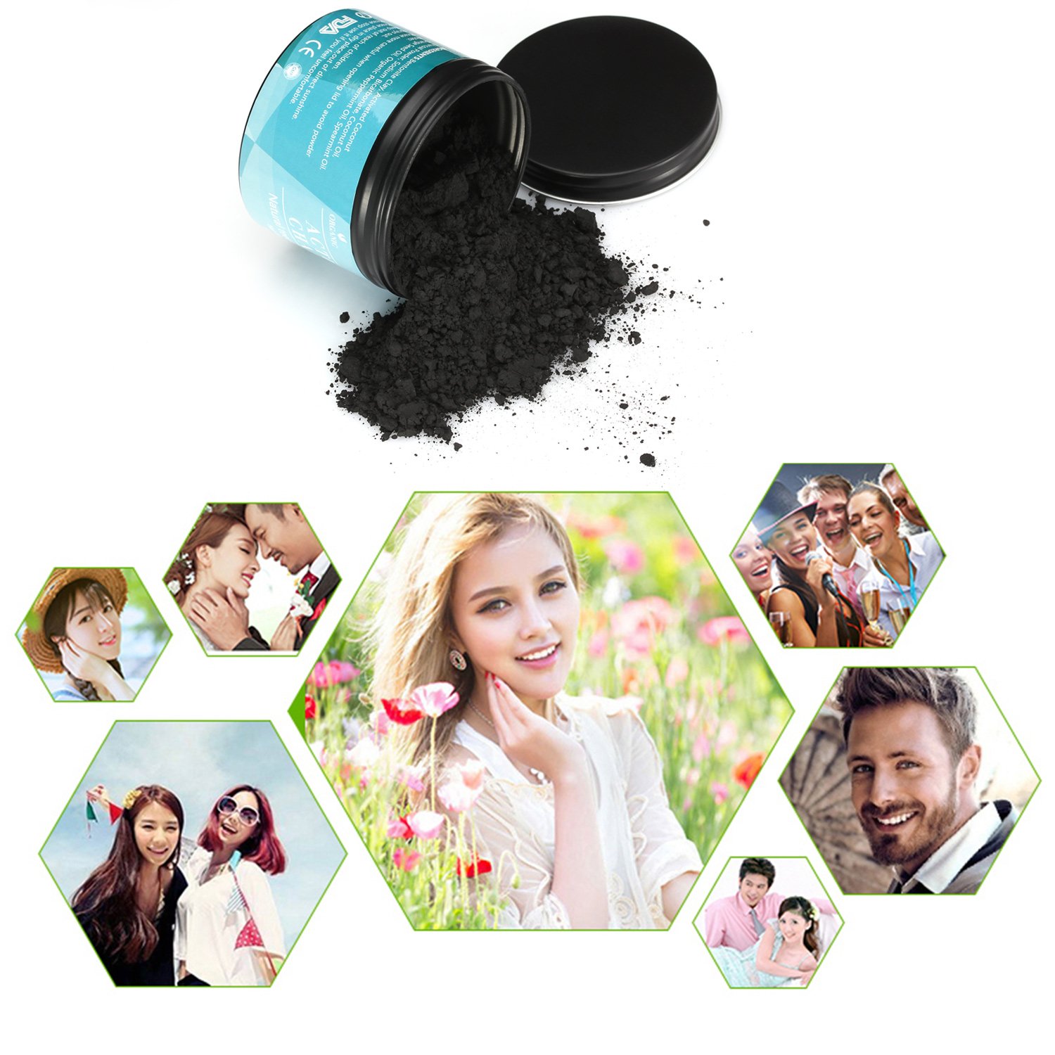 Natürliche Zahnaufhellung,Premium Kokosnuss Aktivkohle Pulver, Zahnbleaching 100% REIN ohne schädliche Zusatzstoffe, iSuri Zahnbleaching, Bleaching Zähne, Aktivkohle Pulver, Zahnbleaching, Zähne Aufhellen (60g)