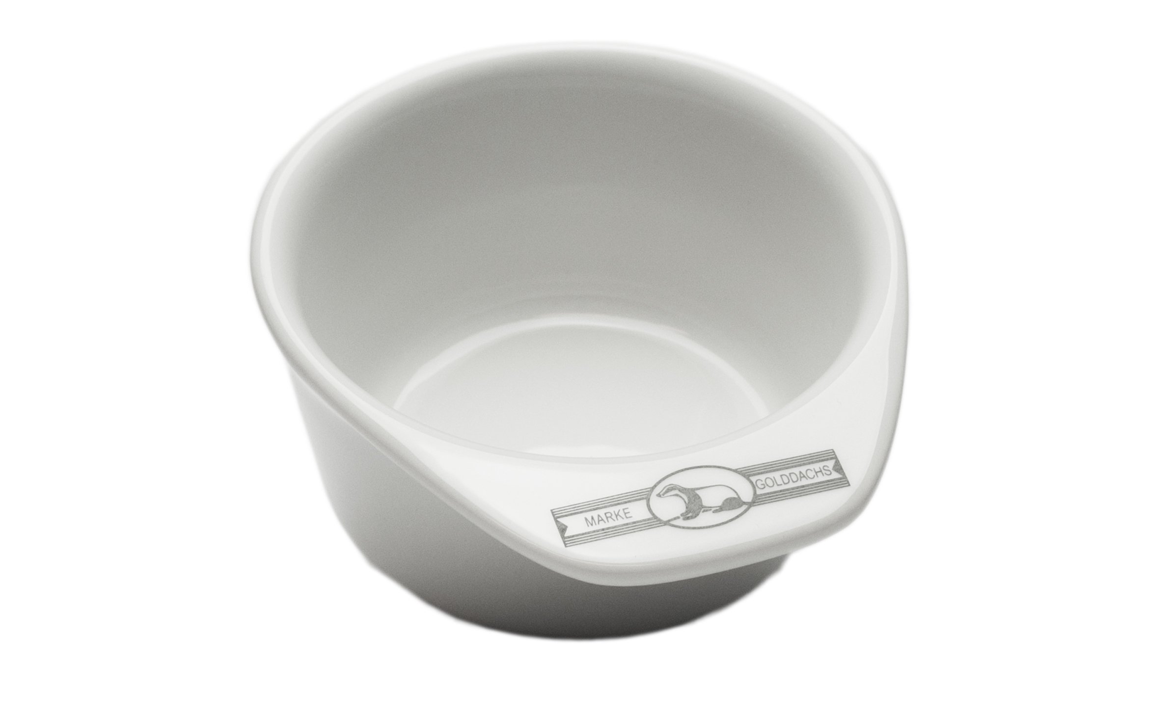 Golddachs Shaving Pot White with Handle and Logo Without Soap, Logo on Handle