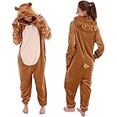 COSUSKET Snug Fit Unisex Adult Onesie Pajamas, Flannel Cosplay Animal One Piece Halloween Costume Sleepwear Homewear