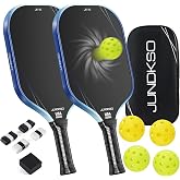JUNDKSO Pickleball Paddles Set of 2 - Composite Carbon Fiber Pickle Ball Paddle - USAPA Compliant Pro Pickle Racket - Portable Outdoor Sports Equipment - Men's and Women's Training or Game Gift Set
