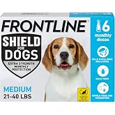 FRONTLINE Shield Flea &amp; Tick Treatment for Dogs 21-40 lbs. (Blue) Count of 6