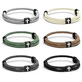 Landical 6 Pcs Braided Cross Bracelet Adjustable Rope Valentine Christian Religious Gift Jesus Bracelet for Men Women WWJD Wristband