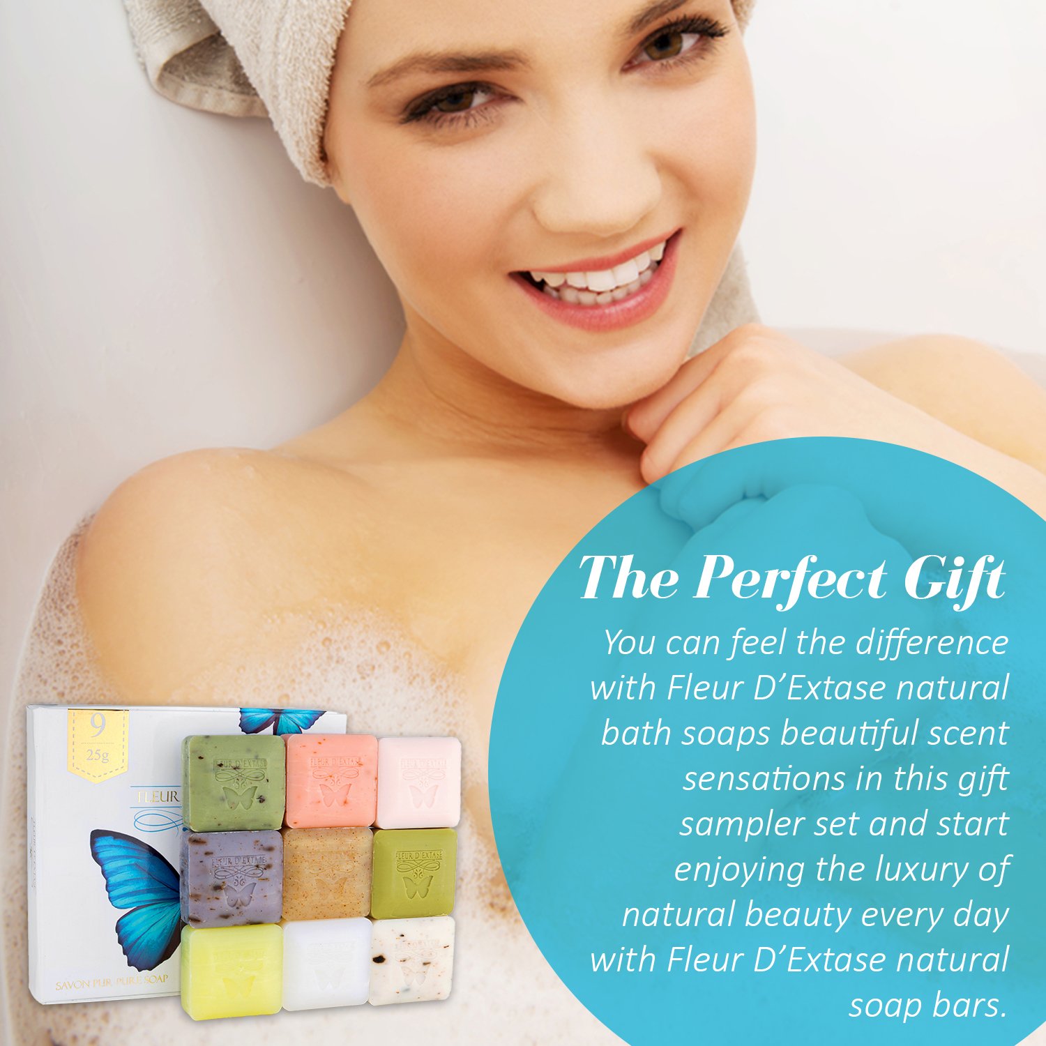 Fleur D' Extase (Ecstacy) Soap 25 Gram Bars Of Guest Soaps - All Natural (Gift Set of 9 Soaps): Beauty