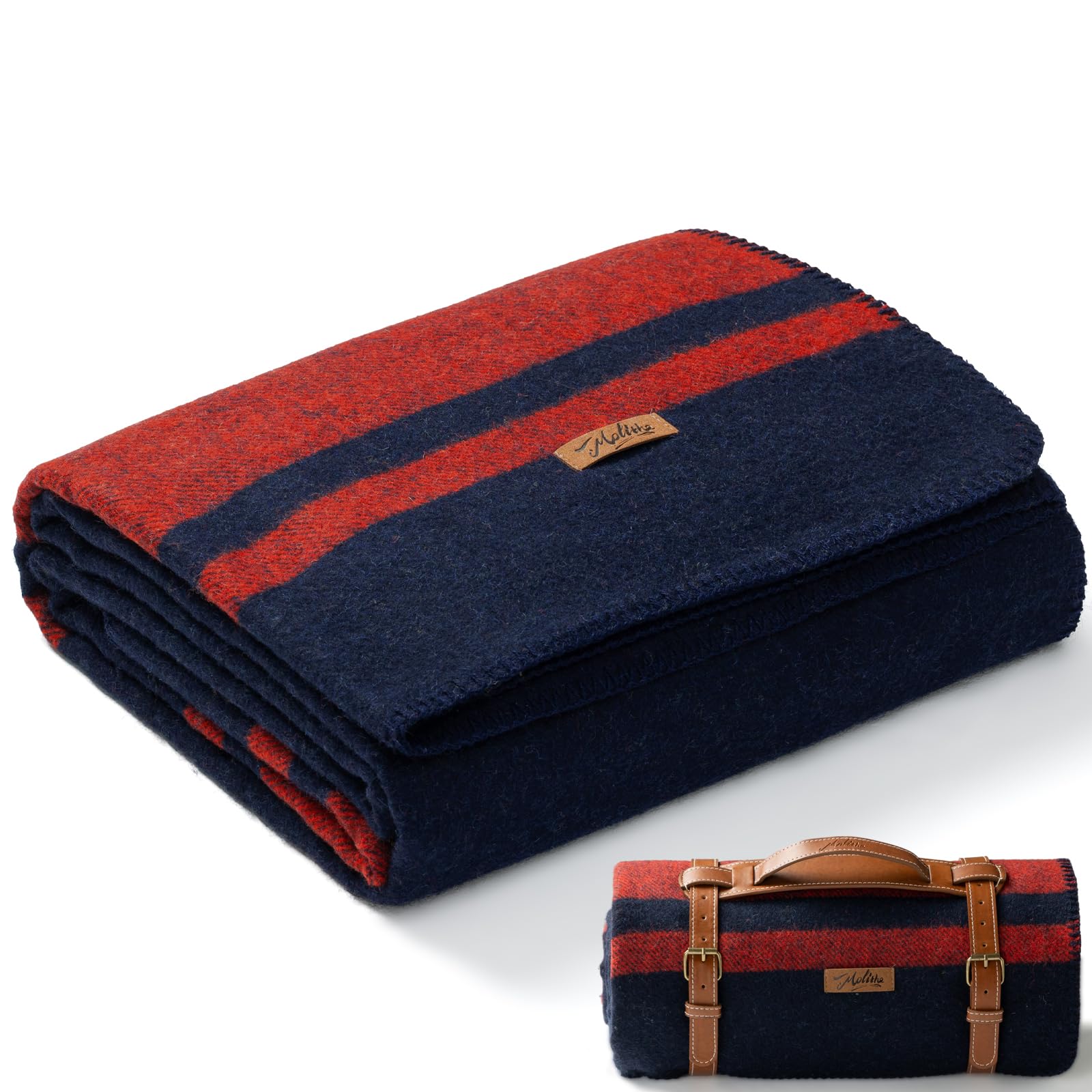 View 1 of *** package is damaged, but not product**Molithe 100% Wool Blanket, 62" x 86", Warm, Thick, Washable, Military Wool Blanket, Great for Camping, Outdoors, Sporting Events, Survival Kits