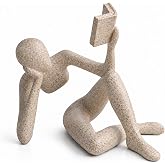 GEKETY Sandstone Reading Man Statue, Desk &amp; Bookshelf Decor for Home Office | Elegant decorative sculpture that adds artistic character to bookshelves, office desks, home spaces, and study areas