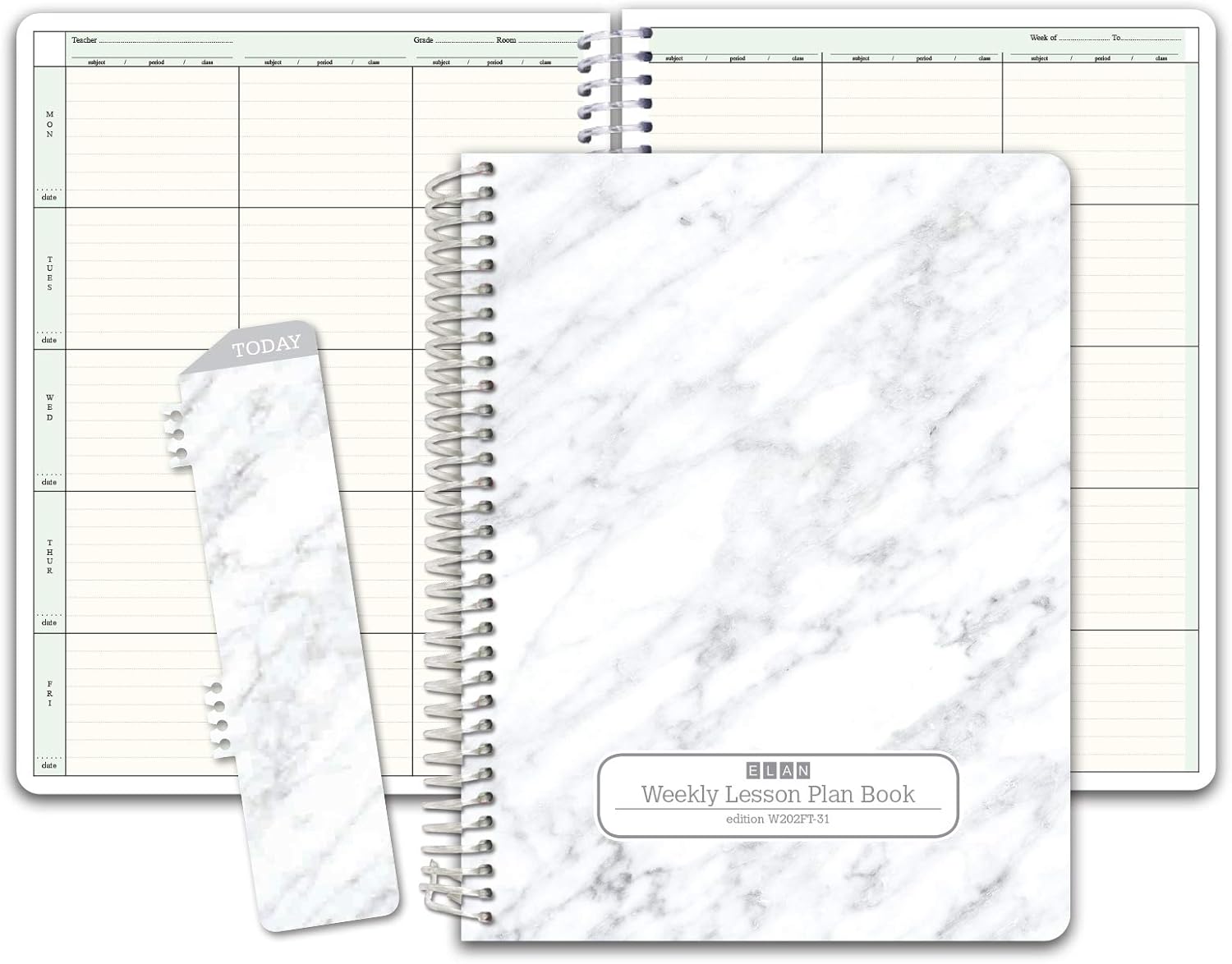 6 Period Teacher Lesson Plan; Days Vertically Down The Side (W202) (Grey Marble)