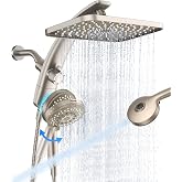 Veken 12" Rain Shower Head with Handheld,High Pressure Power Wash,Magnetic | Starlight,Dual Shower Heads Combo,8-Mode Hand Held Spray with Hose,Double Detachable Rainfall Showerhead,Bathroom Accessories