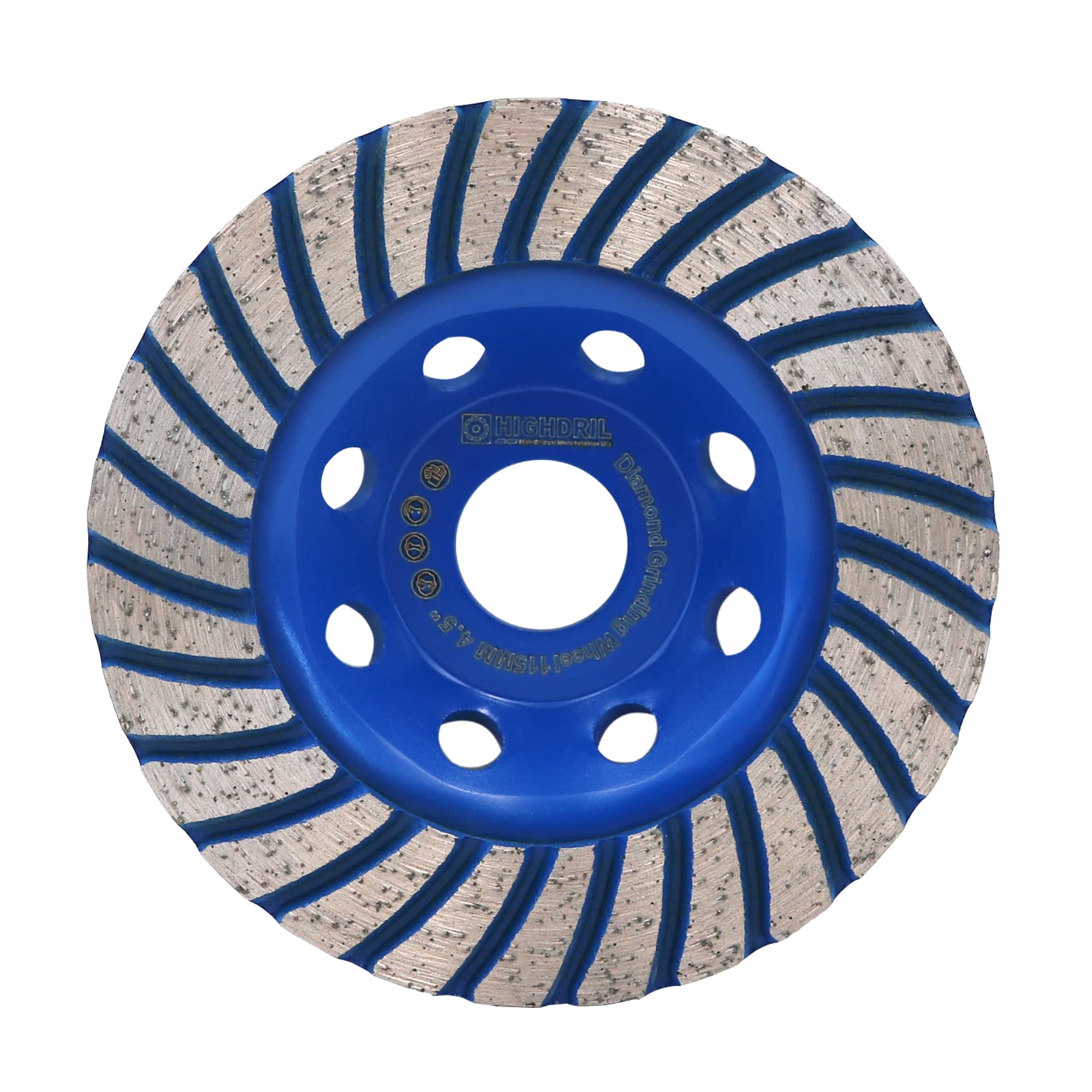HIGHDRIL Diamond Cup Wheel - 115 mm x 22.23 mm Turbo Diamond Cup Grinding Wheel for Concrete, Masonry, Granite, Marble, Natural Stone